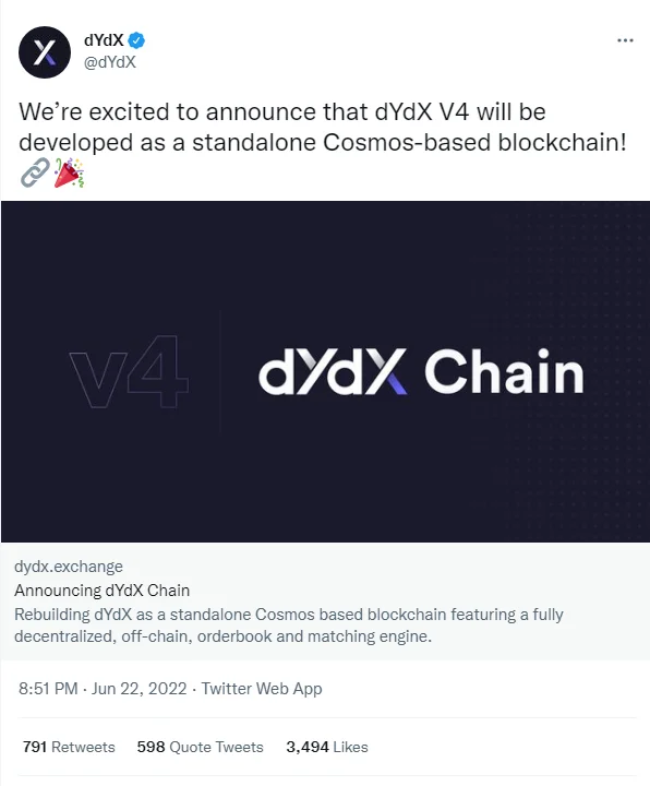 dYdX xây dựng blockchain riêng