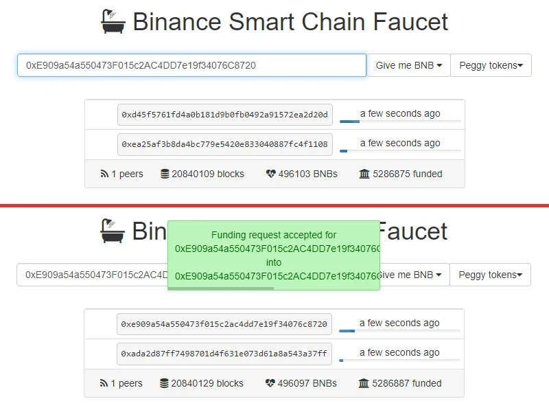 Binance Smart Chain Faucet