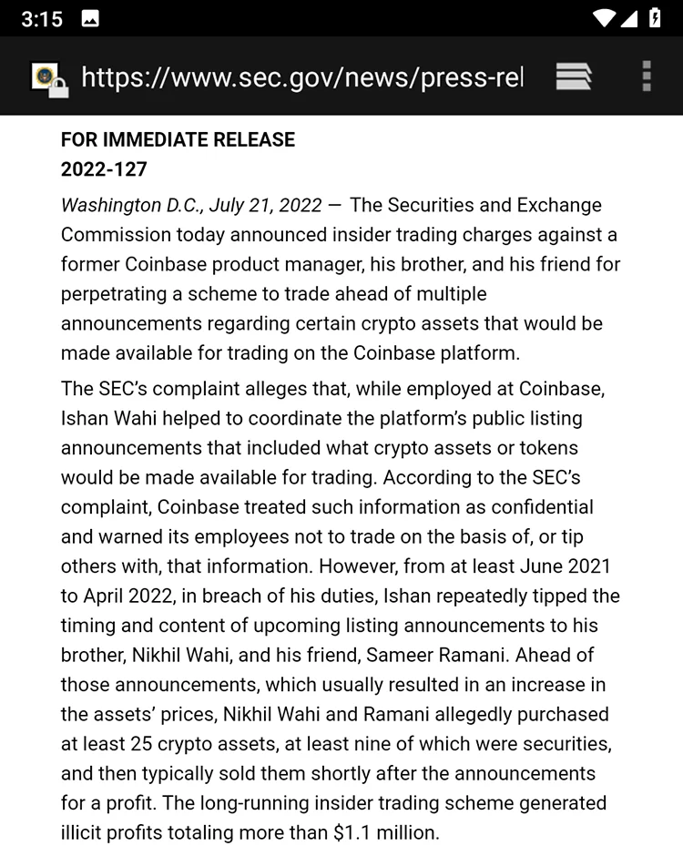 SEC cáo buộc Coinbase chào bán chứng khoán chưa đăng ký