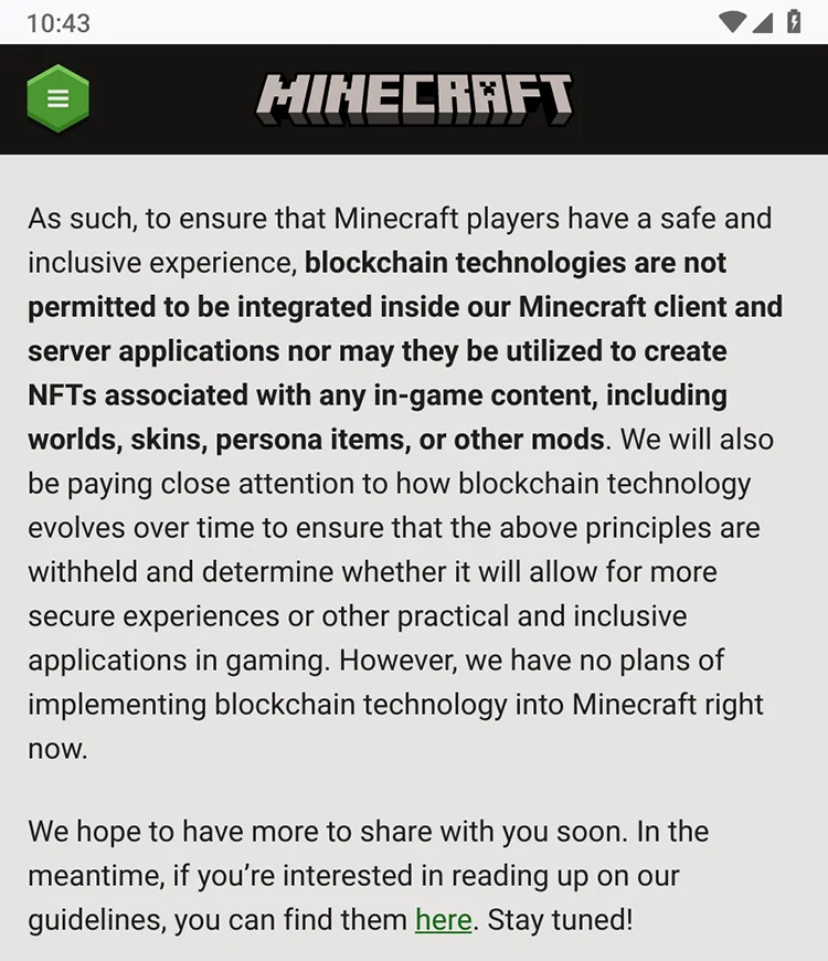 Minecraft cấm cửa NFT, giá WRLD cắm đầu lao dốc