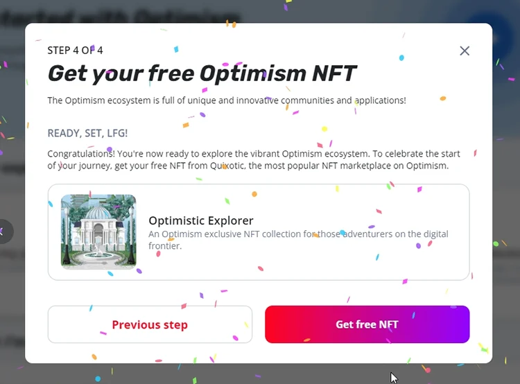 Hướng dẫn nhận NFT miễn phí từ Optimism