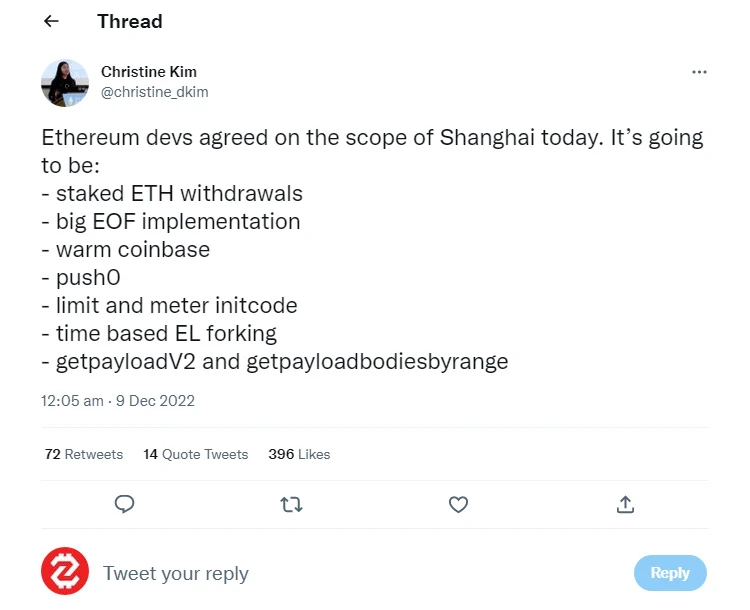 Ethereum: Nâng cấp Shanghai ra mắt vào tháng 03/2023