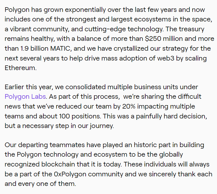 Polygon Labs sa thải 20% nhân sự, cắt 100 việc làm