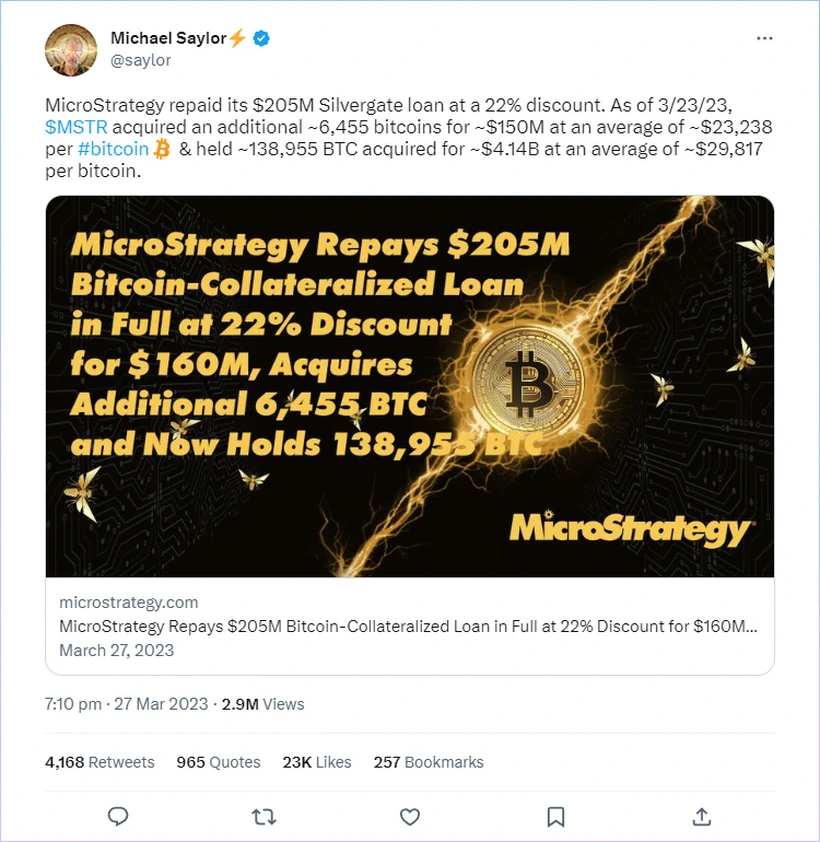 MicroStrategy chi 150 triệu USD mua Bitcoin