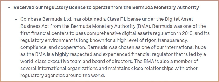 Coinbase nhận được giấy phép hoạt động tại Bermuda