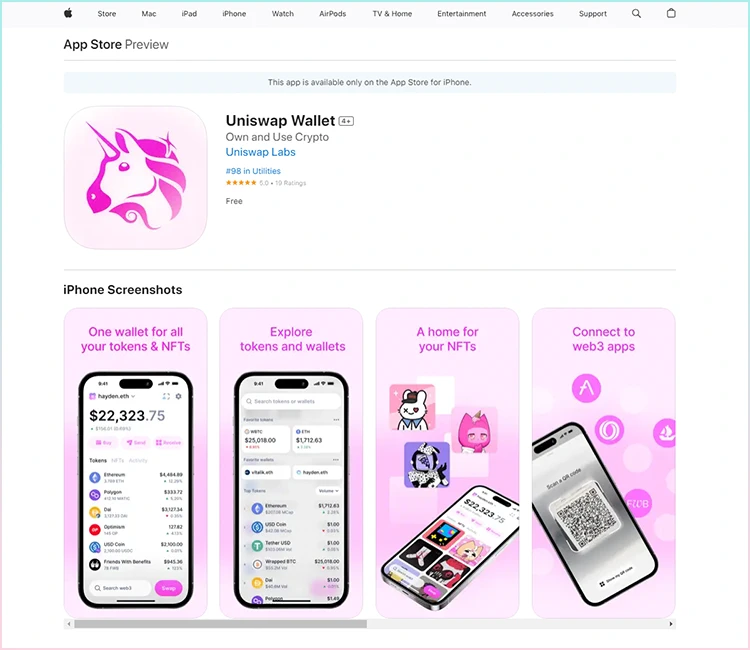 Uniswap Wallet chính thức có mặt trên App Store