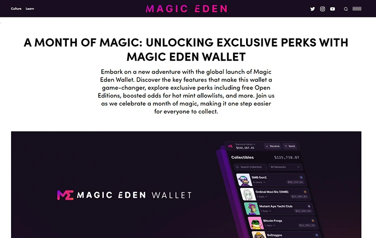 Magic Eden ra mắt ví cho Solana, Bitcoin, Polygon & Ethereum